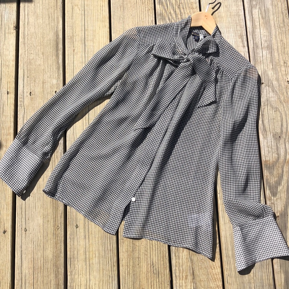 EUC Brooks Brother Houndstooth Silk Blouse
